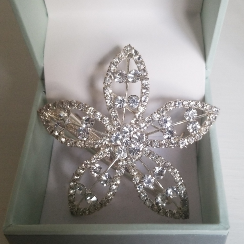 David's Bridal Floral Rhinestone Hair Clip/Broach